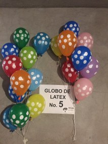 GLOBOS LATEX #05  SURTIDO CON PUNTOS BLANCOS  X 25 und