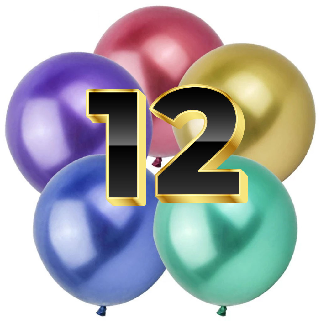 BOLSA DE GLOBOS CROMADOS #12 X 100 Und
